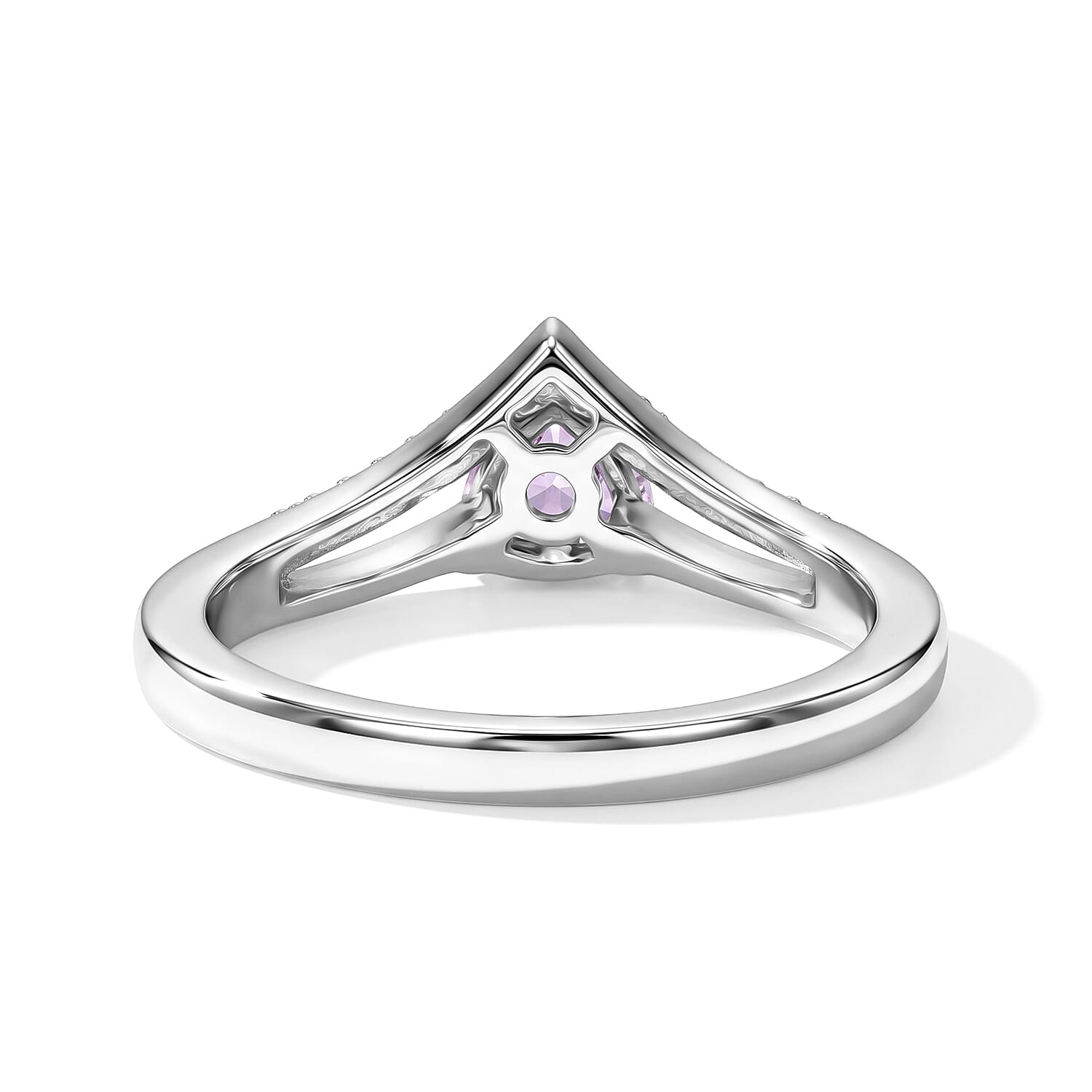 D'Joy Bolivian Amethyst and White Zircon 0.60 ctw Ring in Rhodium Over Sterling Silver (Size 10.0)
