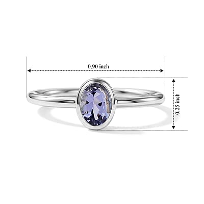 Tanzanite 0.12 ctw Oval Solitaire Ring Sterling Silver (Size 8.0)