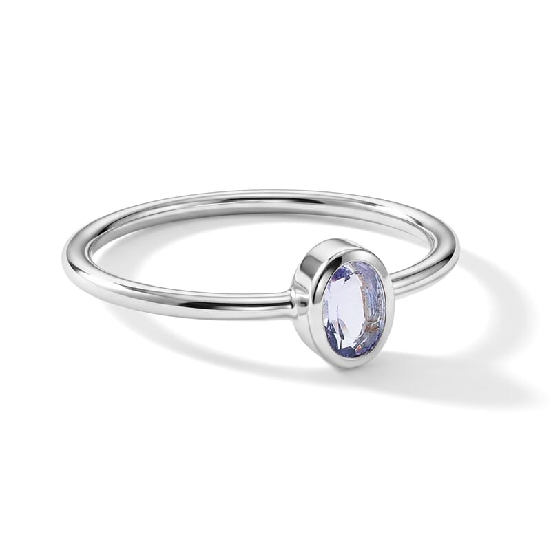 Tanzanite 0.12 ctw Oval Solitaire Ring Sterling Silver (Size 9.0)
