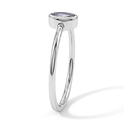 Tanzanite 0.12 ctw Oval Solitaire Ring Sterling Silver (Size 9.0)