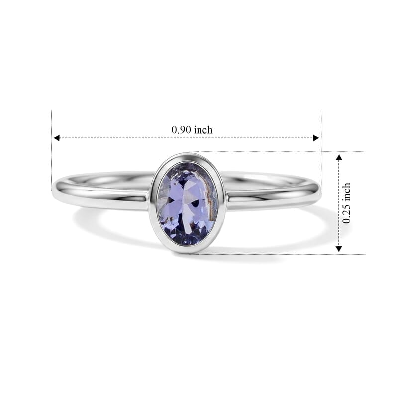 Tanzanite 0.12 ctw Oval Solitaire Ring Sterling Silver (Size 9.0)