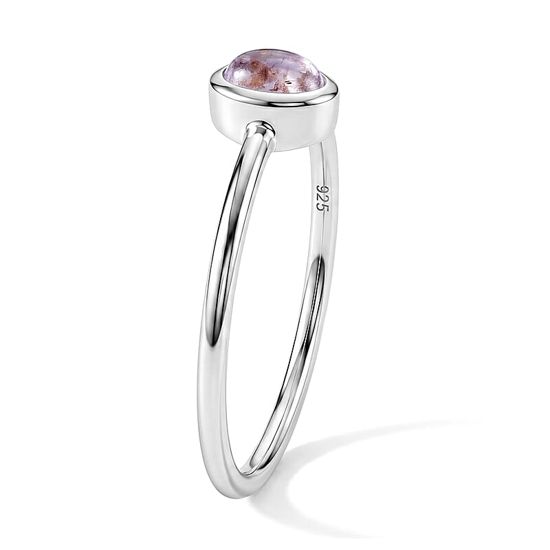 Moonstone 0.12 ctw Oval Solitaire Ring in Sterling Silver (Size 9.0)