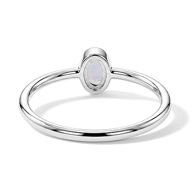 Moonstone 0.12 ctw Oval Solitaire Ring in Sterling Silver (Size 9.0)