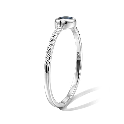 Blue Sapphire 0.45 ctw Oval East West Solitaire Ring in Sterling Silver (Size 7.0)