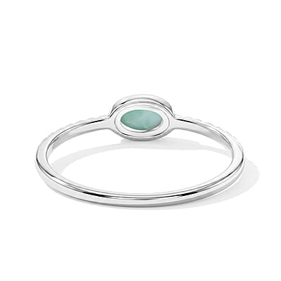 Larimar 0.45 ctw Oval East West Solitaire Ring in Sterling Silver (Size 6.0)