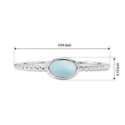 Larimar 0.45 ctw Oval East West Solitaire Ring in Sterling Silver (Size 9.0)