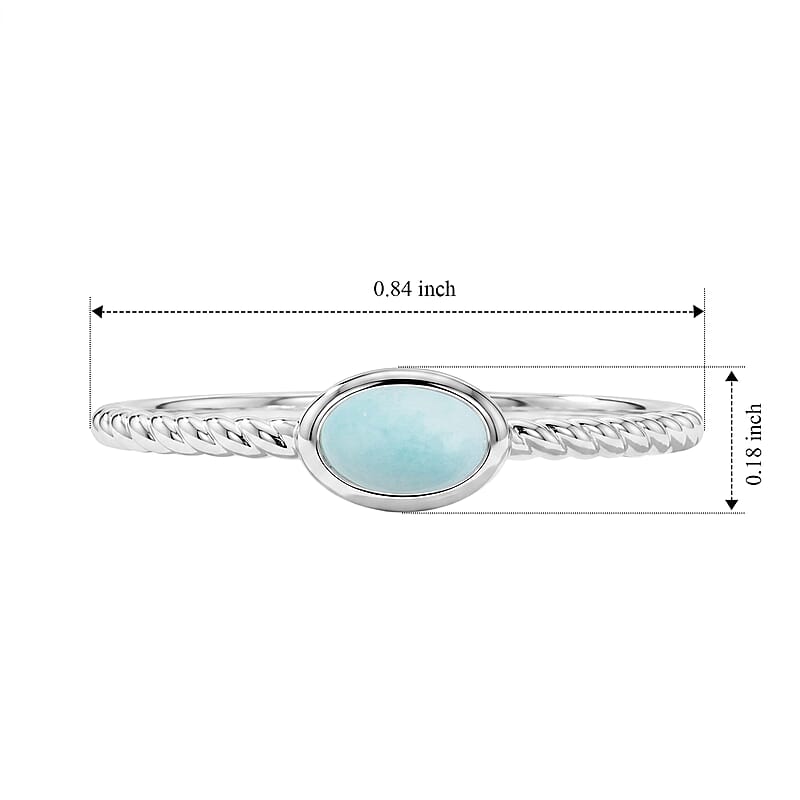 Larimar 0.45 ctw Oval East West Solitaire Ring in Sterling Silver (Size 9.0)