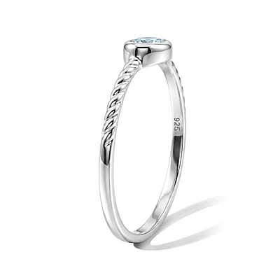 Aquamarine 0.45 ctw Oval East West Solitaire Ring in Sterling Silver (Size 9.0)