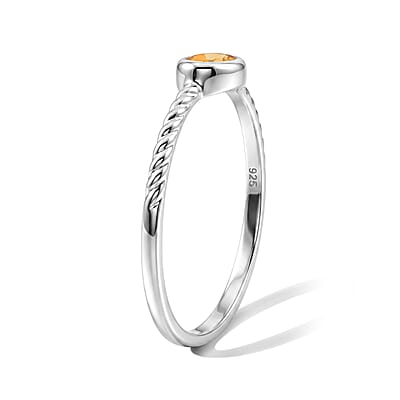 Citrine 0.45 ctw Oval East West Solitaire Ring in Sterling Silver (Size 7.0)