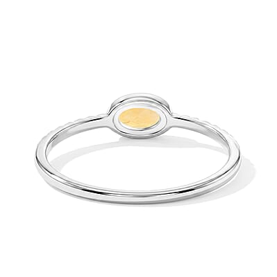 Citrine 0.45 ctw Oval East West Solitaire Ring in Sterling Silver (Size 7.0)
