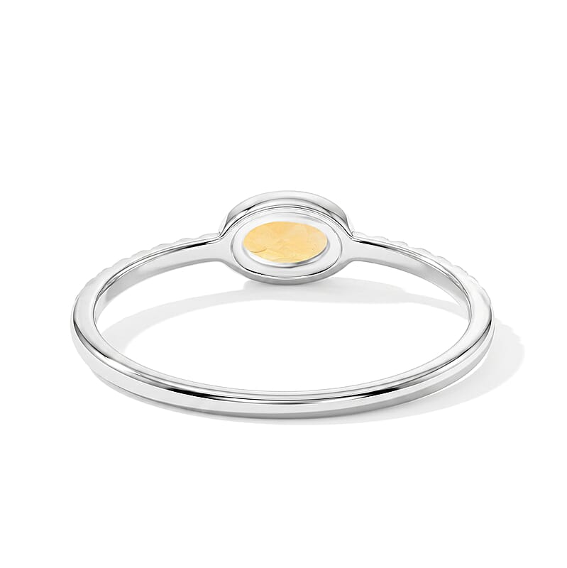 Citrine 0.45 ctw Oval East West Solitaire Ring in Sterling Silver (Size 7.0)