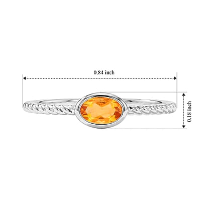 Citrine 0.45 ctw Oval East West Solitaire Ring in Sterling Silver (Size 8.0)