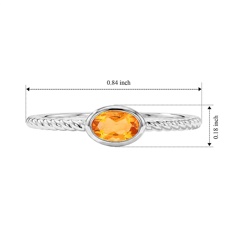 Citrine 0.45 ctw Oval East West Solitaire Ring in Sterling Silver (Size 8.0)