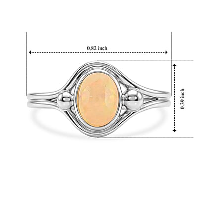 Opal 0.65 ctw Oval Solitaire Ring in Sterling Silver (Size 5.0)