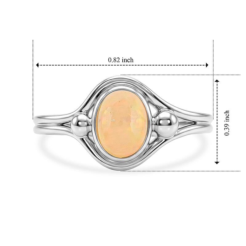 Opal 0.65 ctw Oval Solitaire Ring in Sterling Silver (Size 5.0)