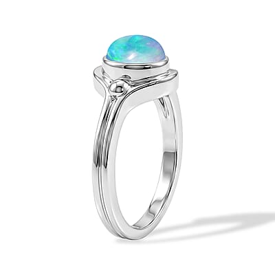 Opal 0.65 ctw Oval Solitaire Ring in Sterling Silver (Size 6.0)