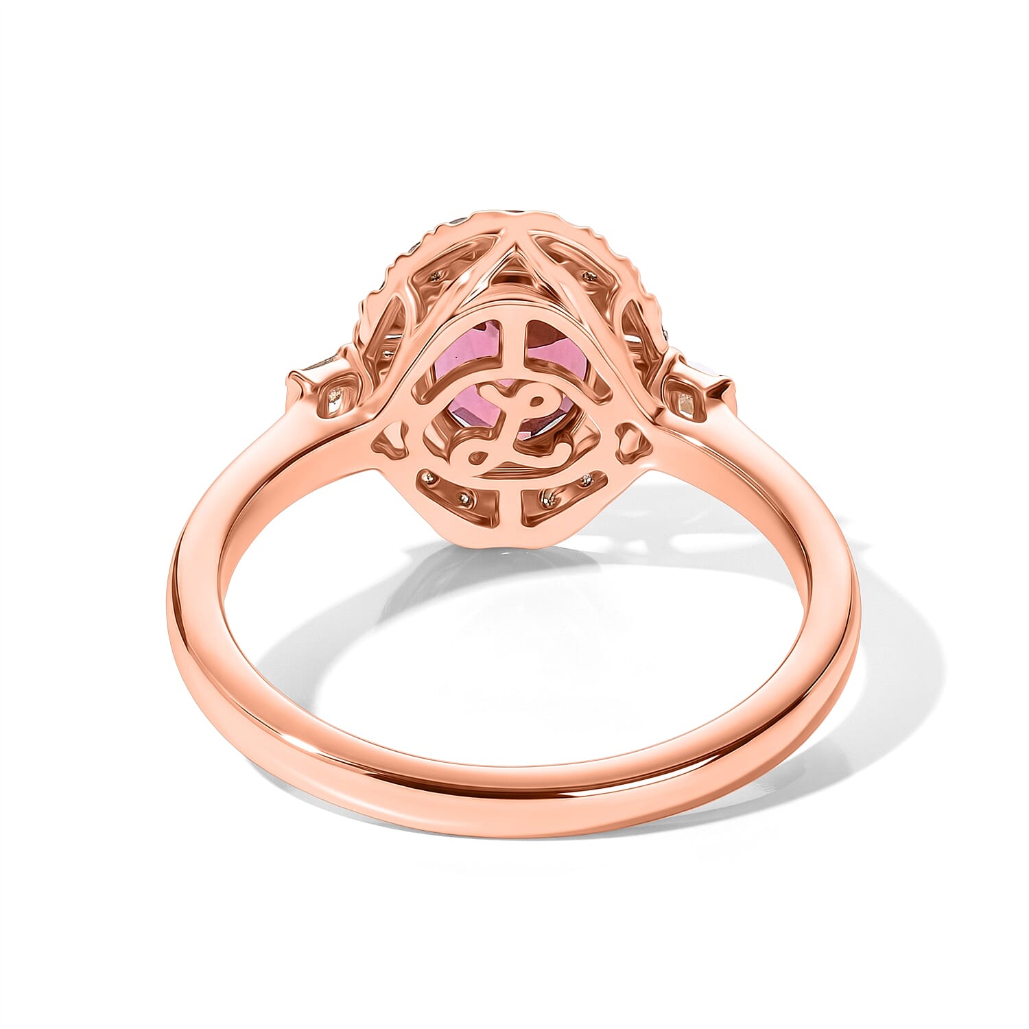 Certified & Appraised Luxoro AAA Pink Tourmaline and Diamond I2 1.51 ctw Ring in 10K Rose Gold (Size 6.0)
