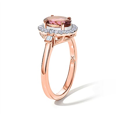 Certified & Appraised Luxoro AAA Pink Tourmaline and Diamond I2 1.51 ctw Ring in 10K Rose Gold (Size 7.0)