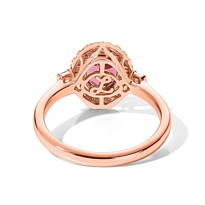 Certified & Appraised Luxoro AAA Pink Tourmaline and Diamond I2 1.51 ctw Ring in 10K Rose Gold (Size 7.0)