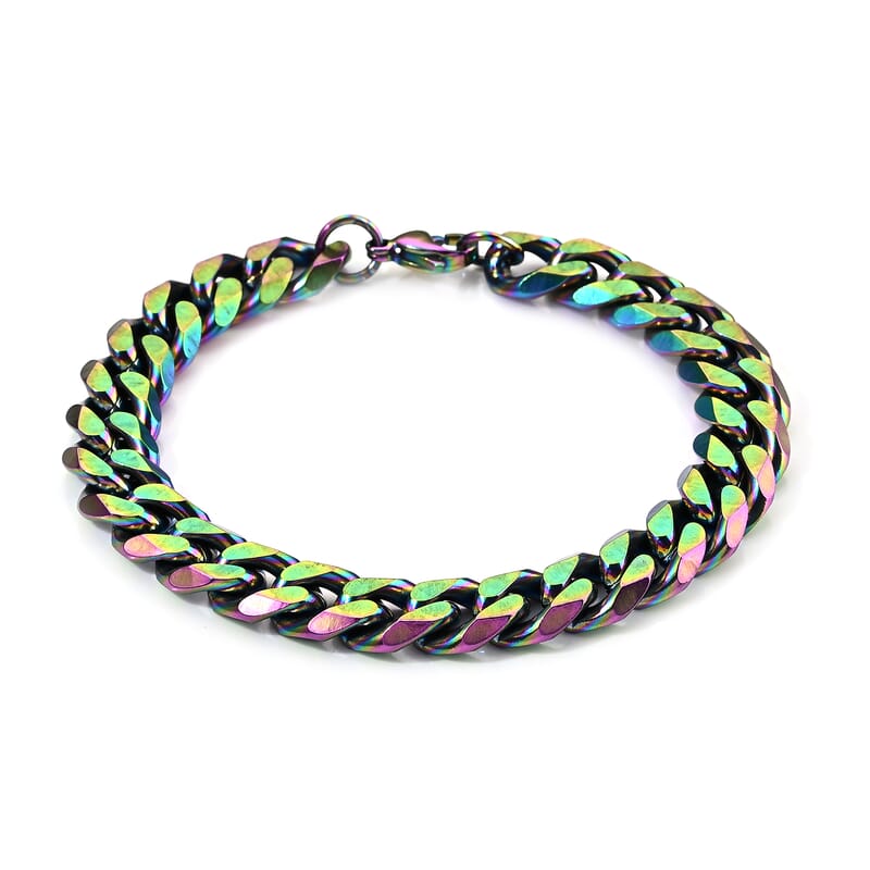 Shifting Iridescent Bracelet in ION Plated Rainbow Stainless Steel (8.50 In)