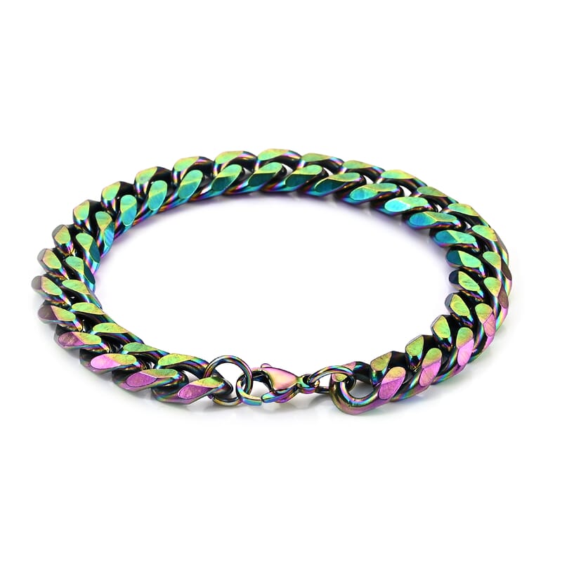 Shifting Iridescent Bracelet in ION Plated Rainbow Stainless Steel (8.50 In)