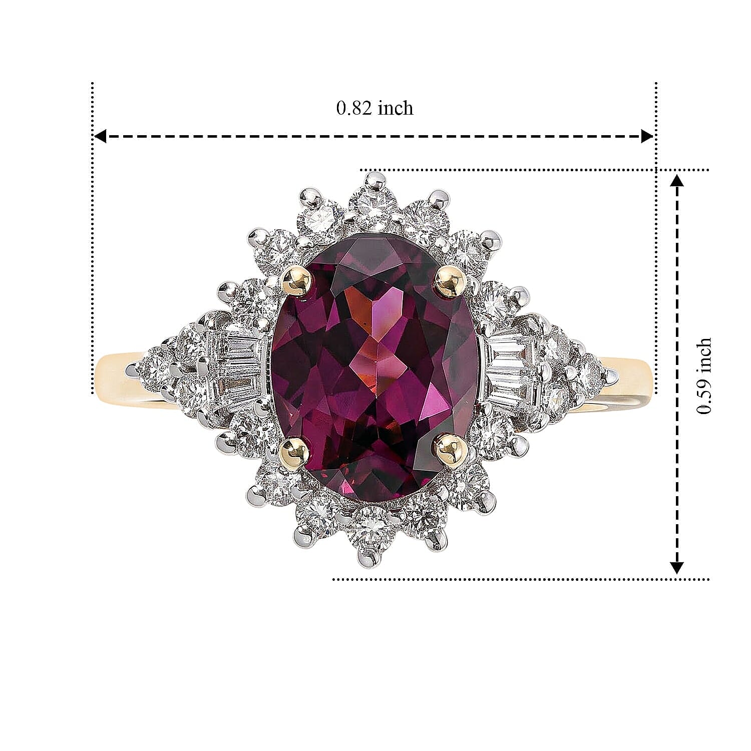 Certified and Appraised AAA Radiant Ember Garnet and Luxuriant Lab Grown Diamond G-H SI 2.70 ctw Ring in 10K Yellow Gold (Size 5.0)