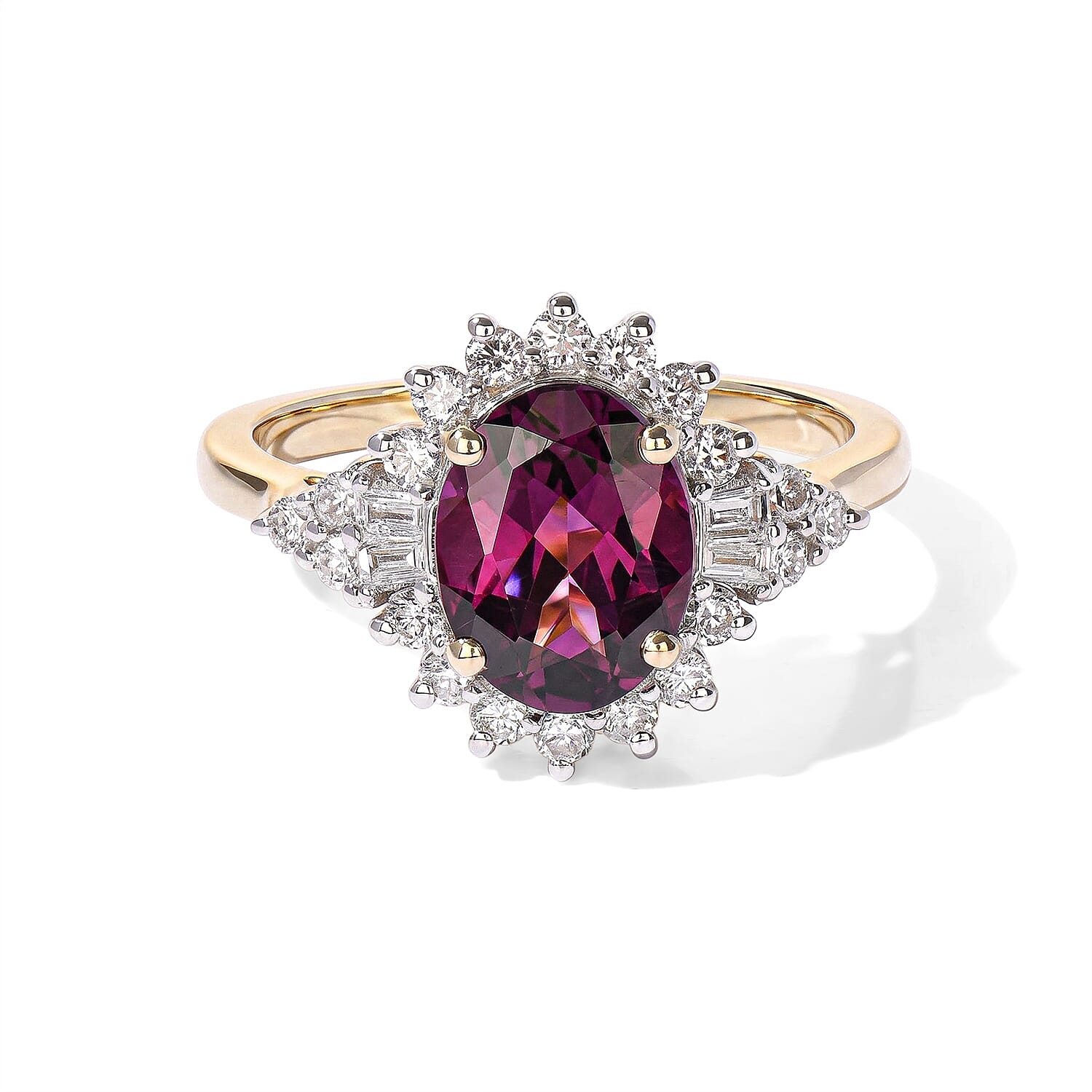 Certified and Appraised AAA Radiant Ember Garnet and Luxuriant Lab Grown Diamond G-H SI 2.70 ctw Ring in 10K Yellow Gold (Size 6.0)