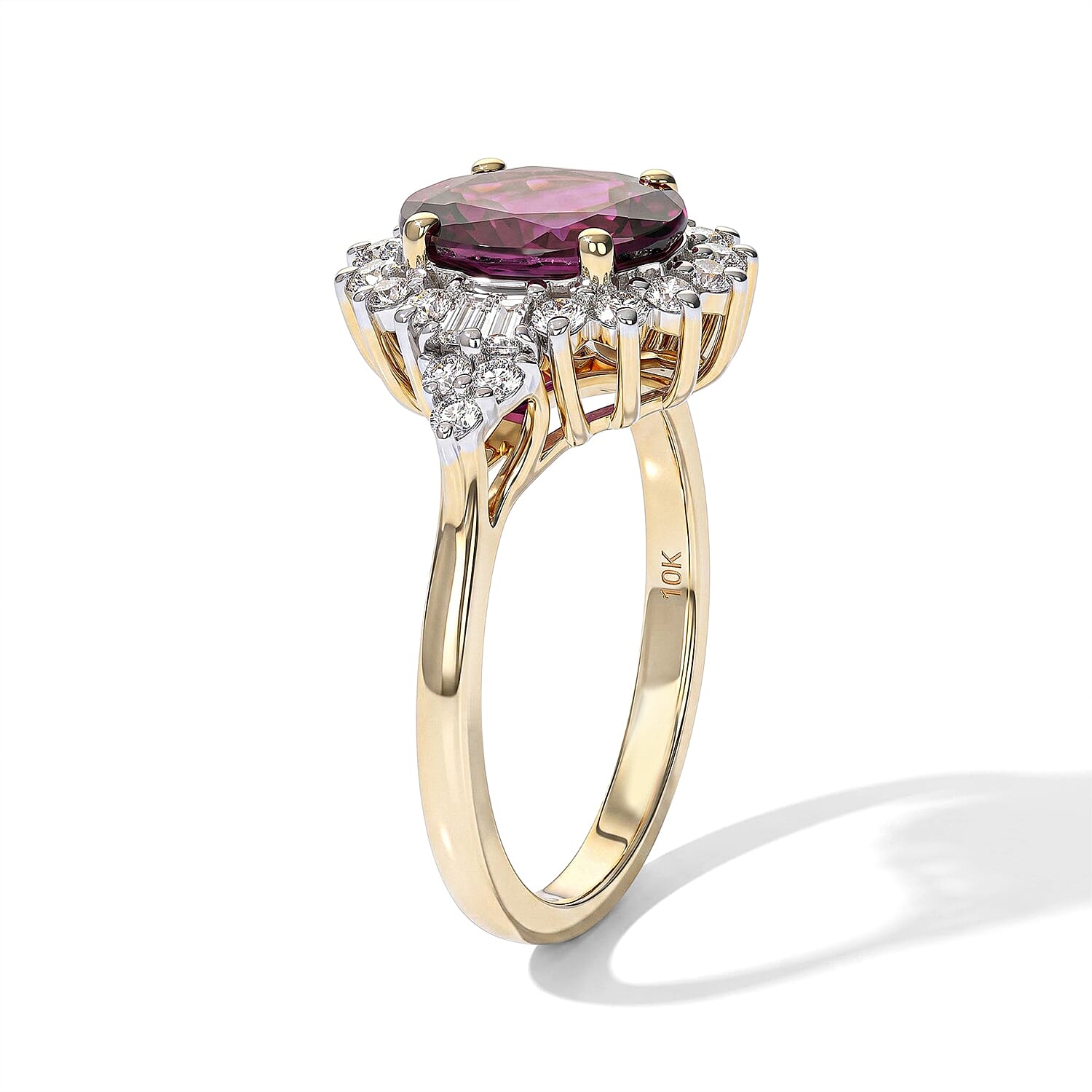 Certified and Appraised AAA Radiant Ember Garnet and Luxuriant Lab Grown Diamond G-H SI 2.70 ctw Ring in 10K Yellow Gold (Size 6.0)