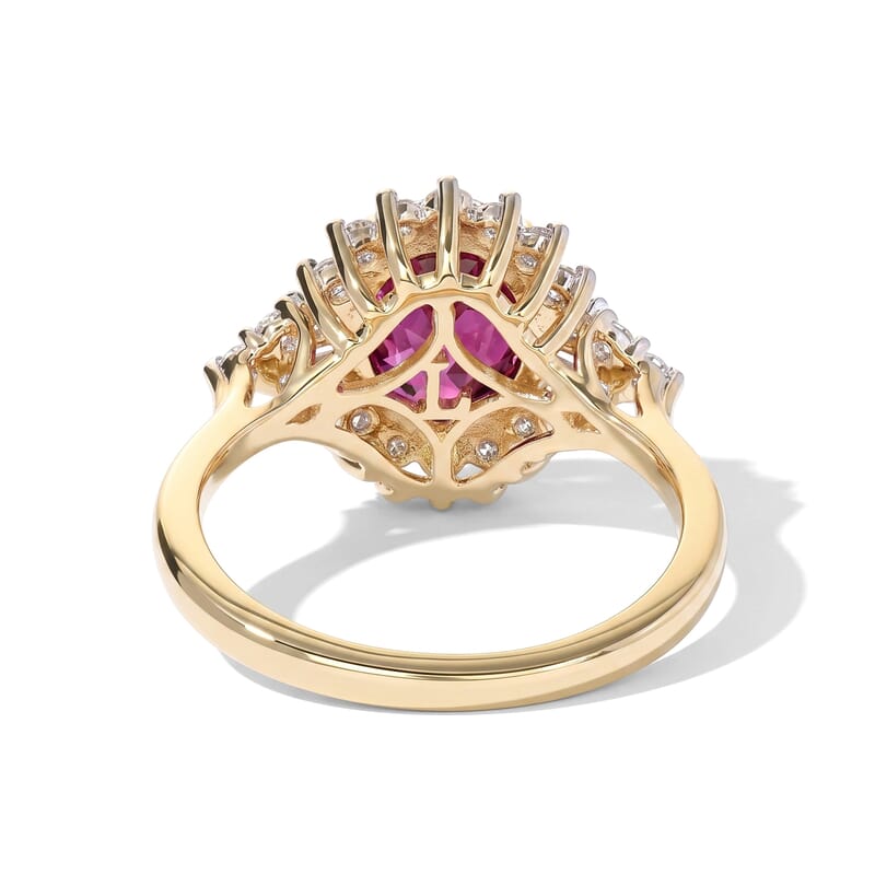 Certified and Appraised AAA Radiant Ember Garnet and Luxuriant Lab Grown Diamond G-H SI 2.70 ctw Ring in 10K Yellow Gold (Size 6.0)