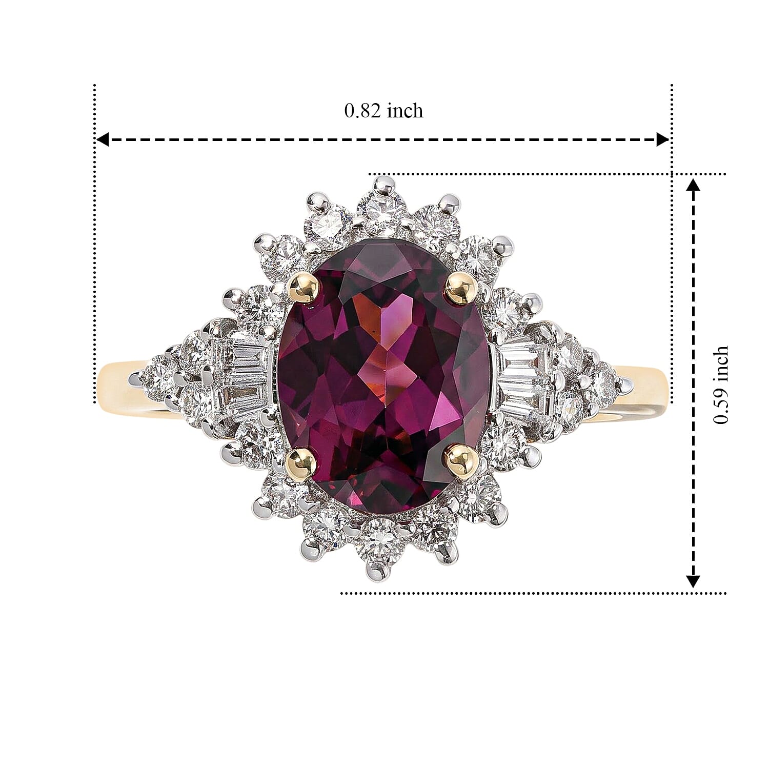 Certified and Appraised AAA Radiant Ember Garnet and Luxuriant Lab Grown Diamond G-H SI 2.70 ctw Ring in 10K Yellow Gold (Size 6.0)