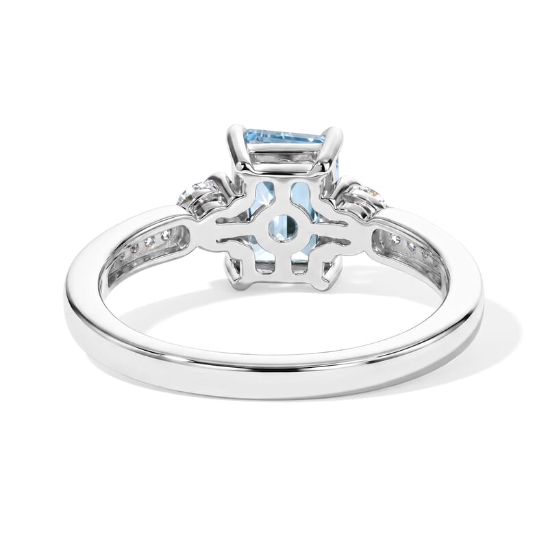 D'Joy Swiss Blue Topaz and Moissanite 1.50 ctw Ring in Rhodium Over Sterling Silver (Size 6.0)