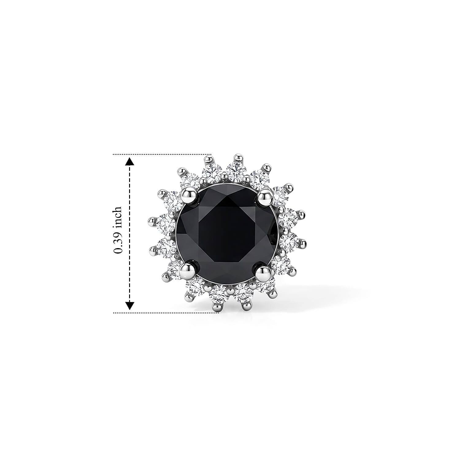 D'Joy Black and White Moissanite 1.85 ctw Solitaire Stud Earrings in Rhodium Over Sterling Silver