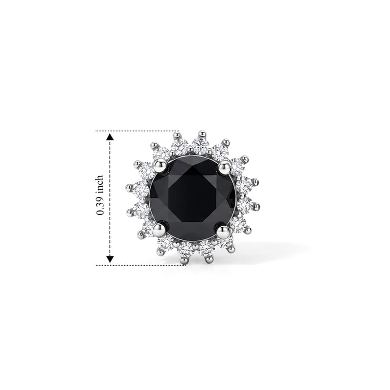 D'Joy Black and White Moissanite 1.85 ctw Solitaire Stud Earrings in Rhodium Over Sterling Silver