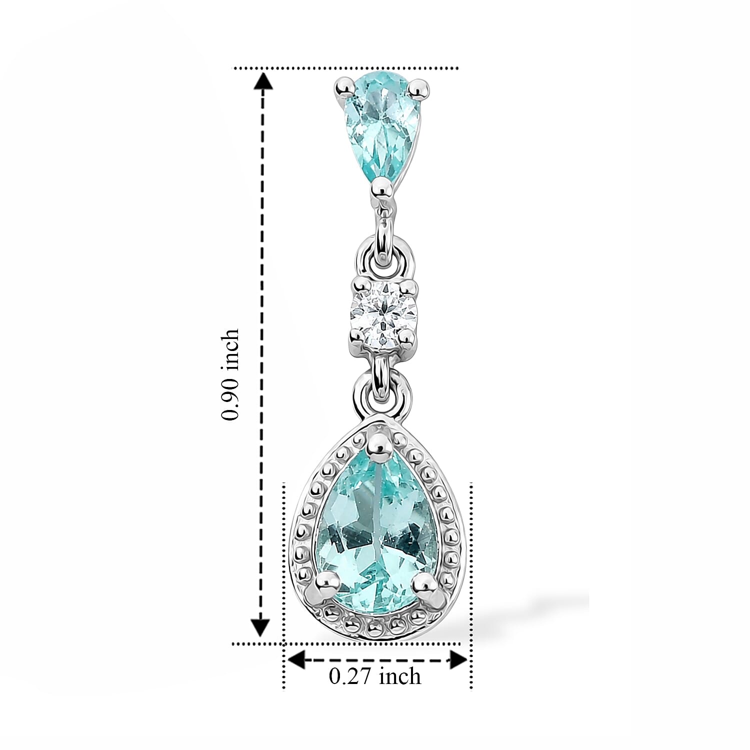 D'Joy Mint Apatite and Moissanite 1.15 ctw Dangling Earrings in Rhodium Over Sterling Silver