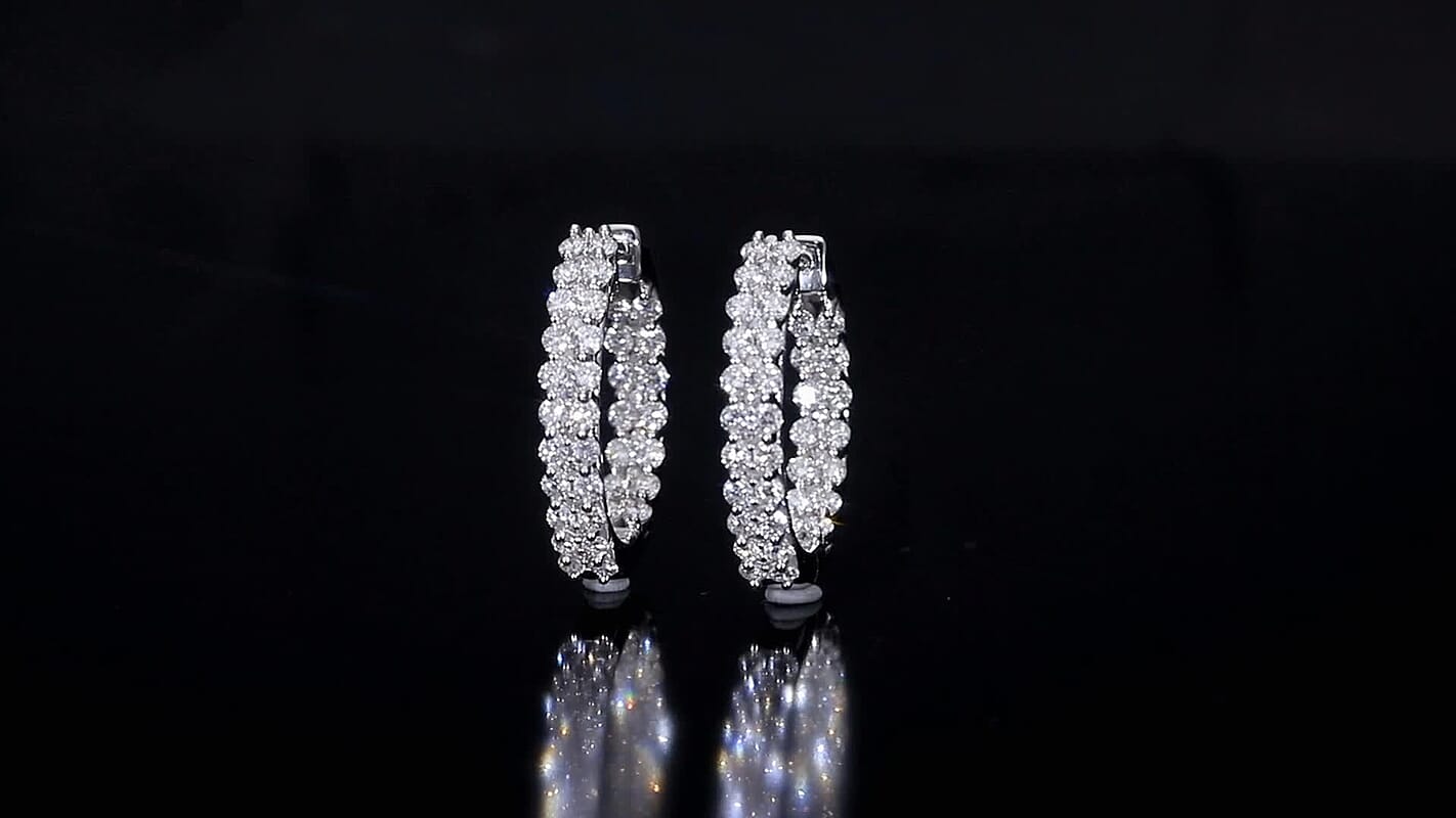 Luxuriant Lab Grown Blue Diamond (IR) (SI) Earrings in Rhodium Over Sterling Silver 2.00 ctw