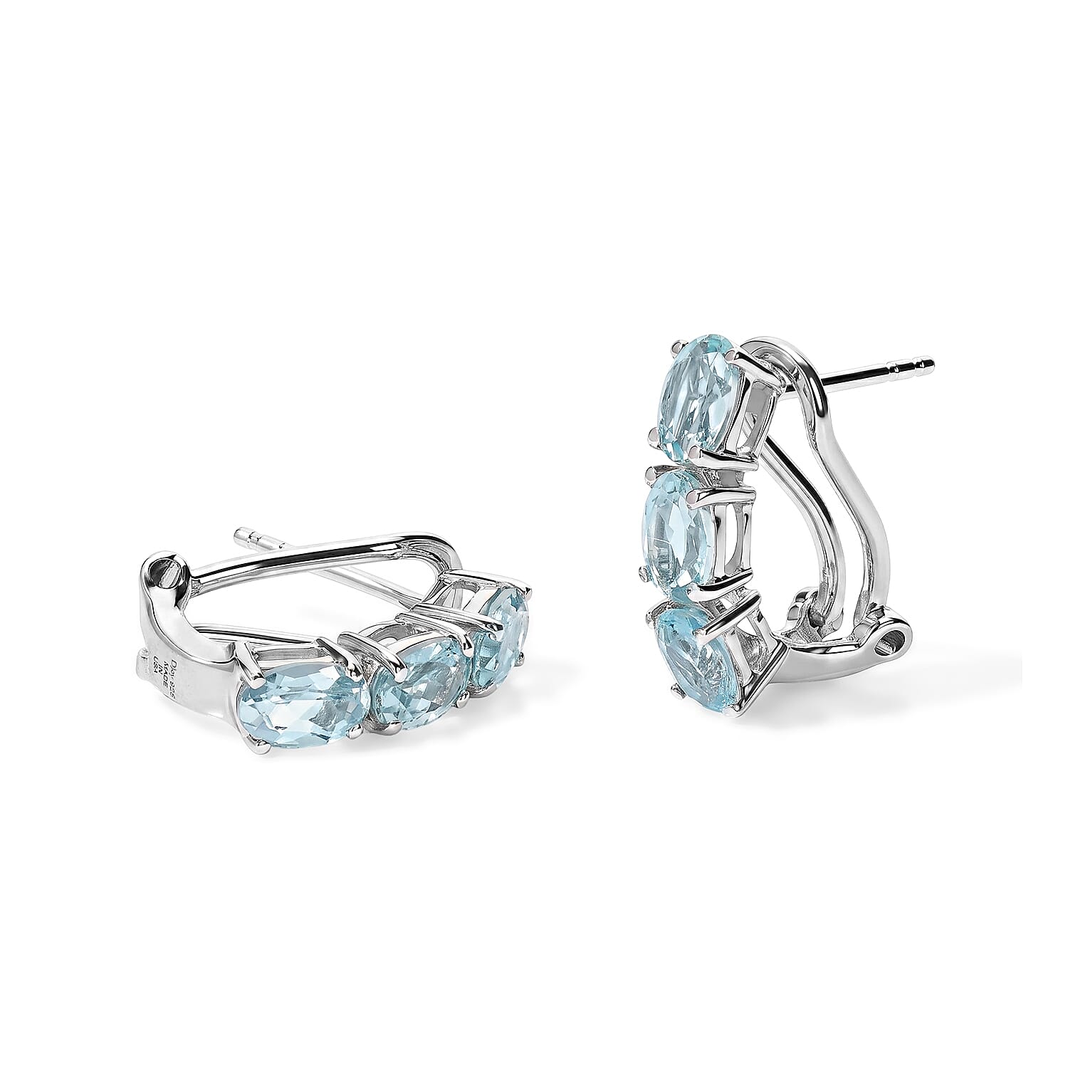 Mint Apatite 3.10 ctw Earrings in Rhodium Over Sterling Silver