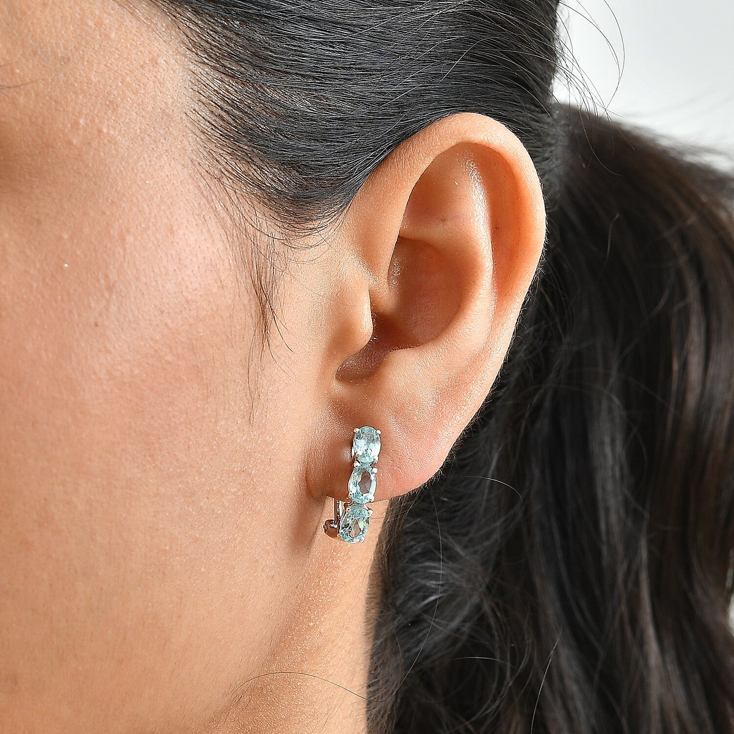 Mint Apatite 3.10 ctw Earrings in Rhodium Over Sterling Silver