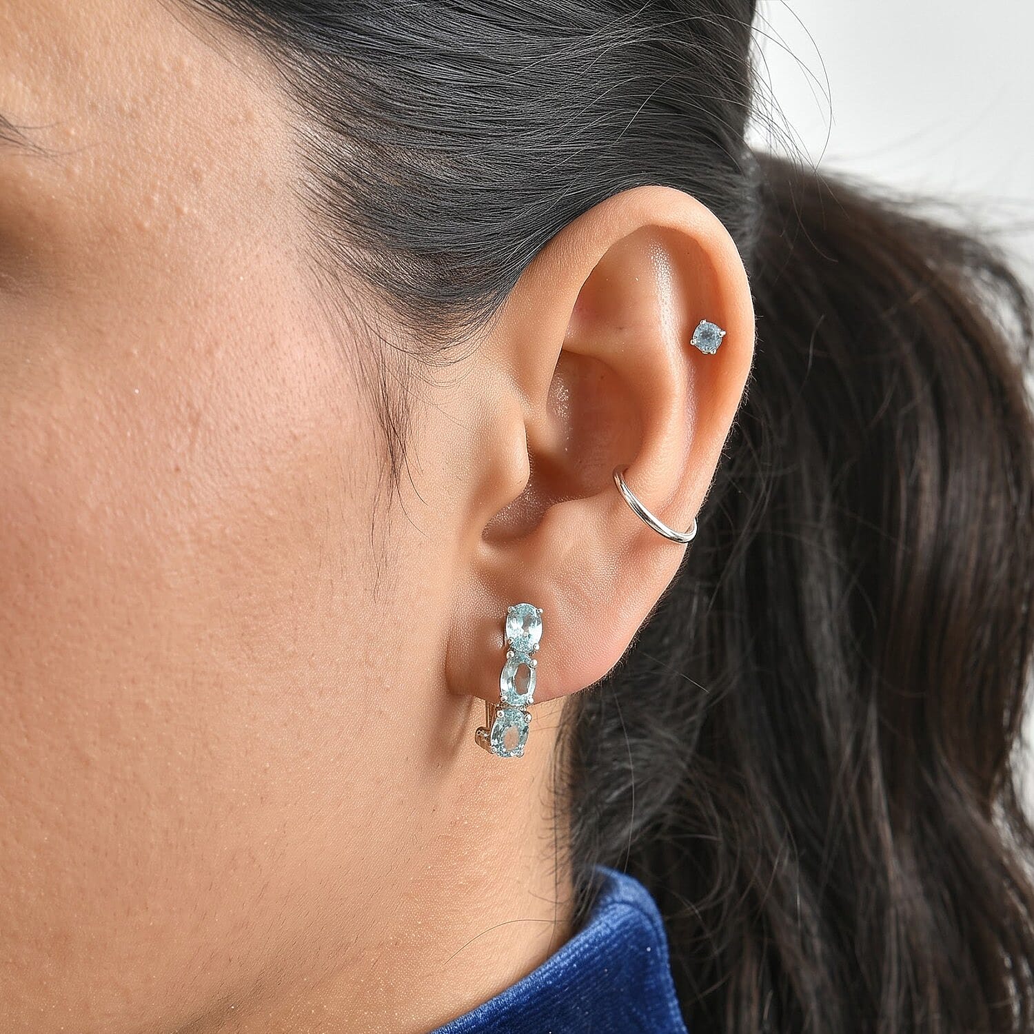 Mint Apatite 3.10 ctw Earrings in Rhodium Over Sterling Silver