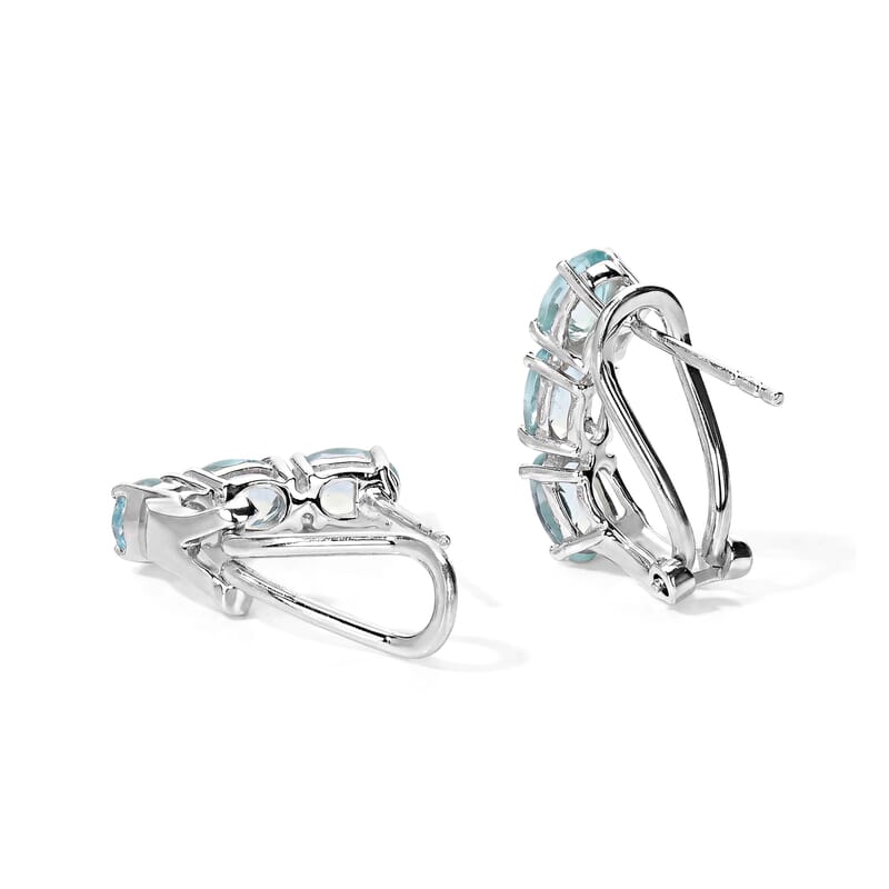 Mint Apatite 3.10 ctw Earrings in Rhodium Over Sterling Silver