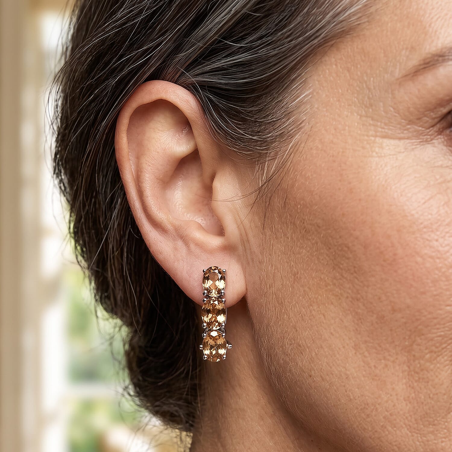 Yellow Scapolite 2.60 ctw Earrings in Rhodium Over Sterling Silver