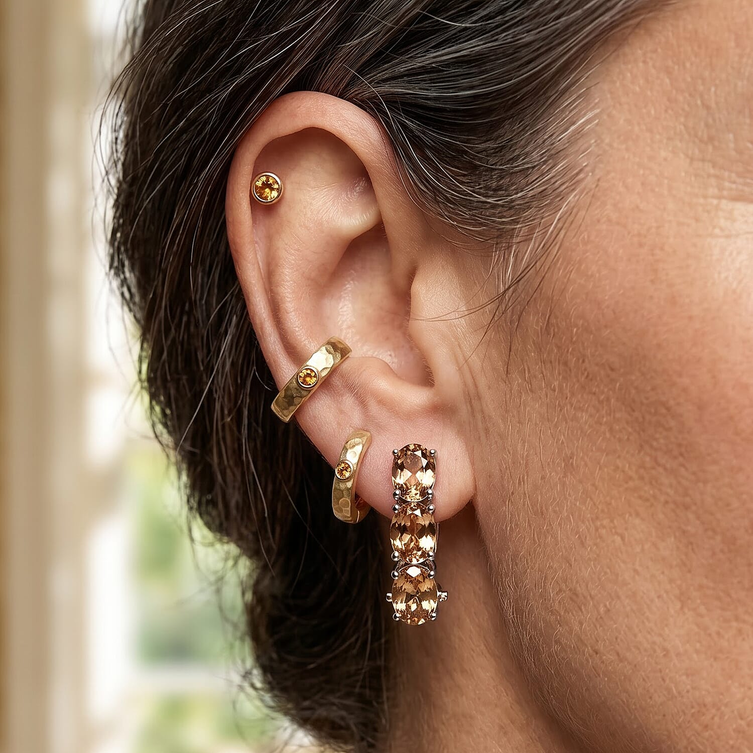 Yellow Scapolite 2.60 ctw Earrings in Rhodium Over Sterling Silver