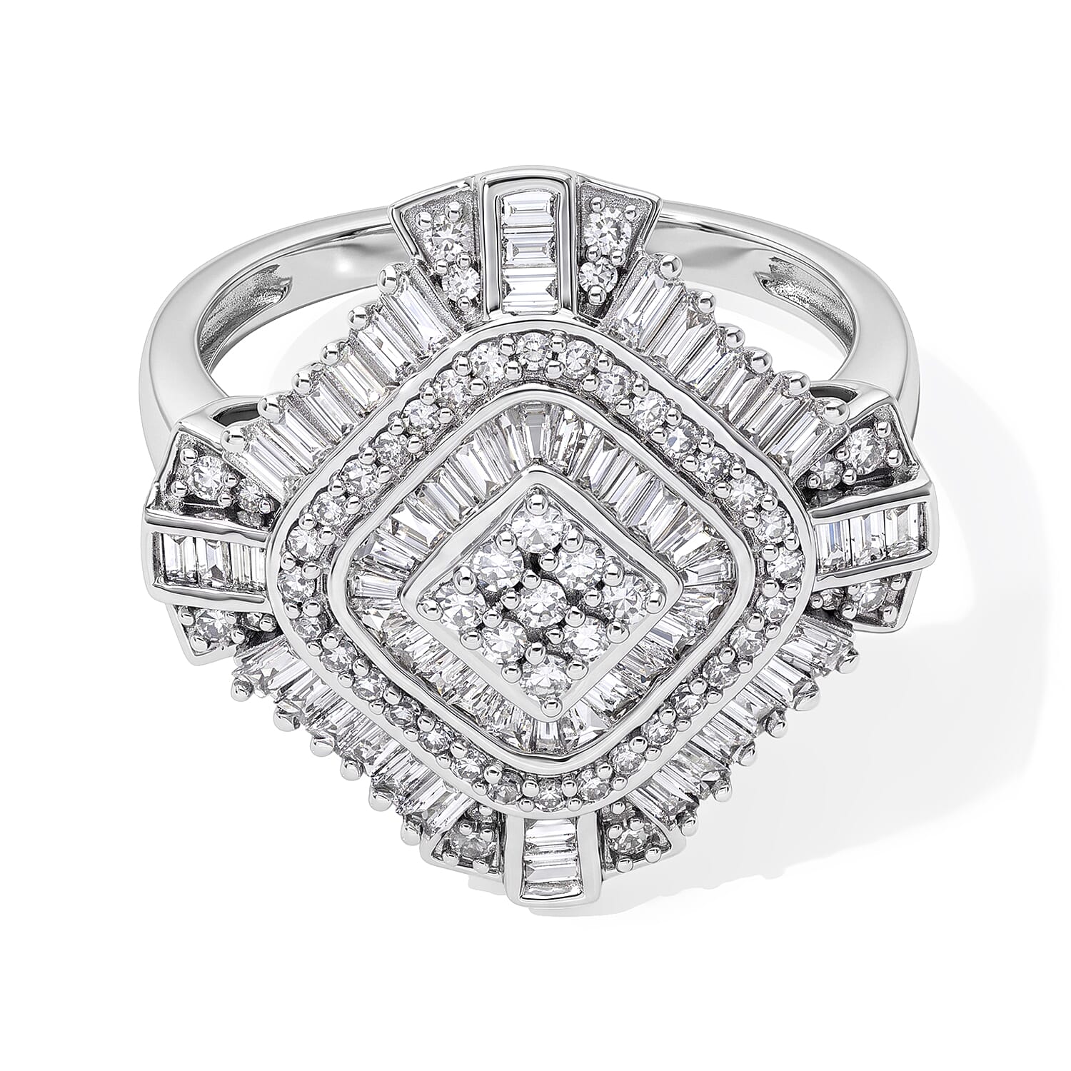Luxuriant Lab Grown Diamond G-H SI 1.00 ctw Ring in Rhodium Over Sterling Silver (Size 9.0)