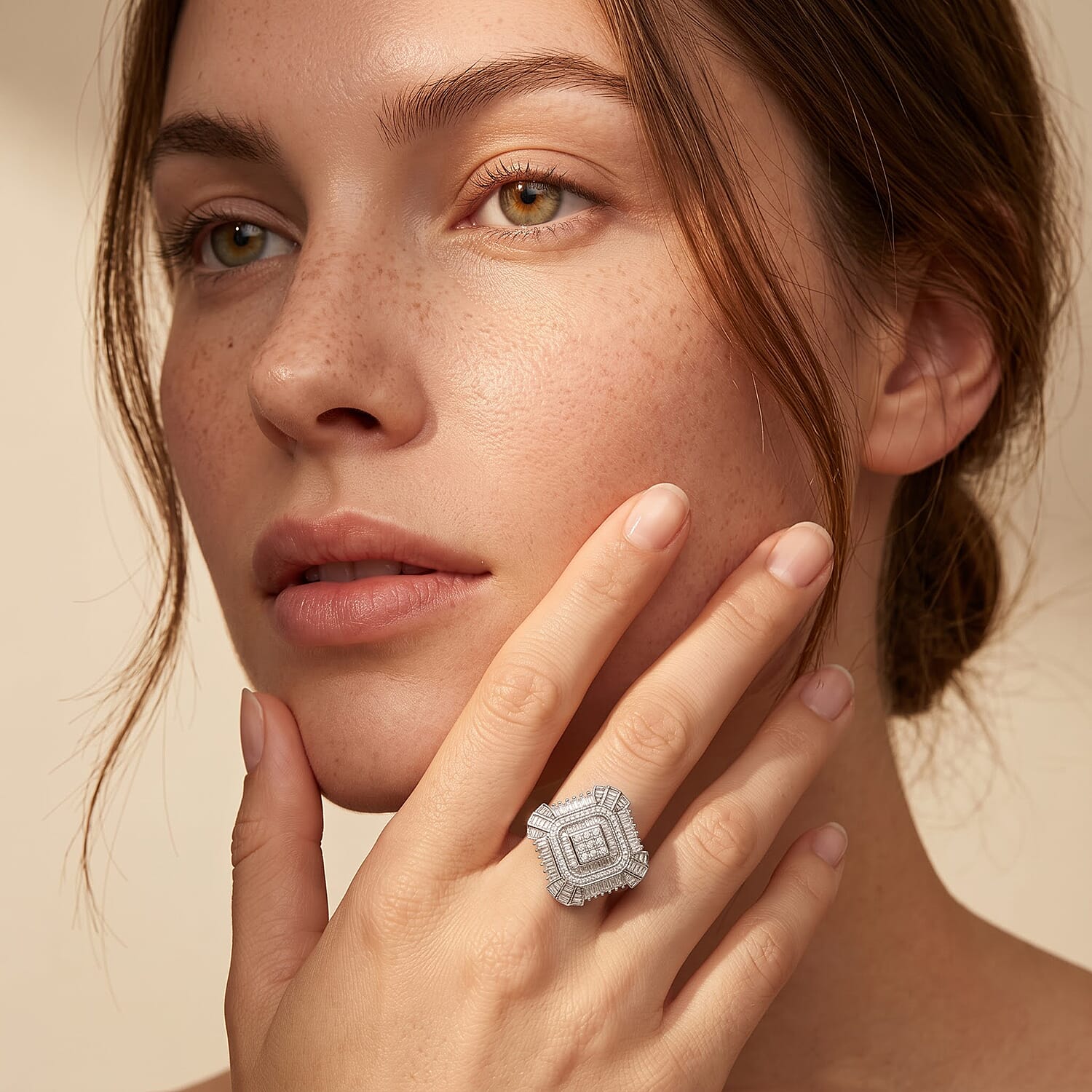 Luxuriant Lab Grown Diamond G-H SI 1.00 ctw Ring in Rhodium Over Sterling Silver (Size 9.0)