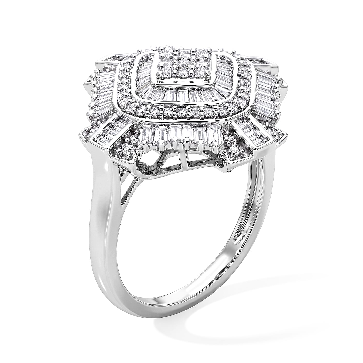 Luxuriant Lab Grown Diamond G-H SI 1.00 ctw Ring in Rhodium Over Sterling Silver (Size 9.0)