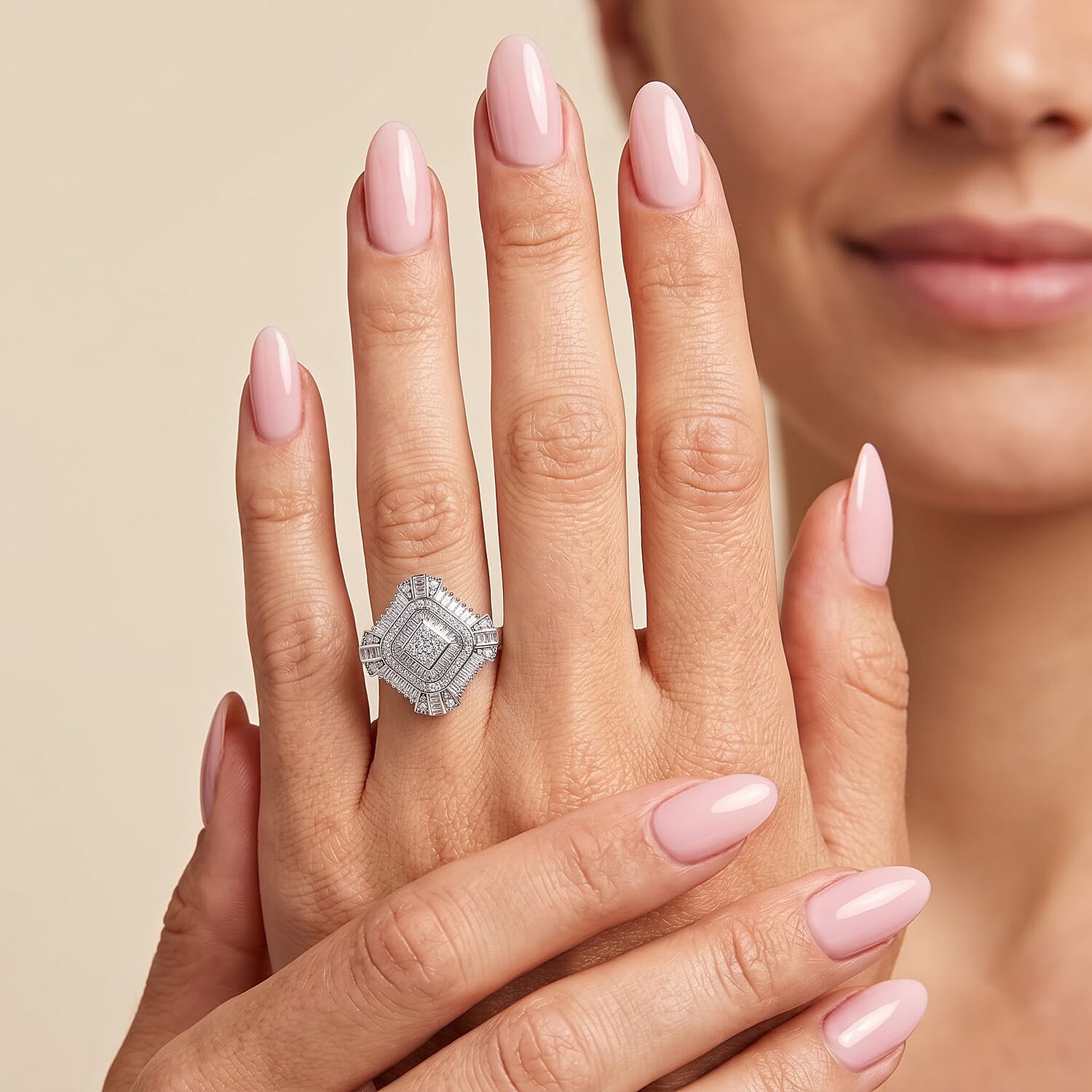 Luxuriant Lab Grown Diamond G-H SI 1.00 ctw Ring in Rhodium Over Sterling Silver (Size 9.0)