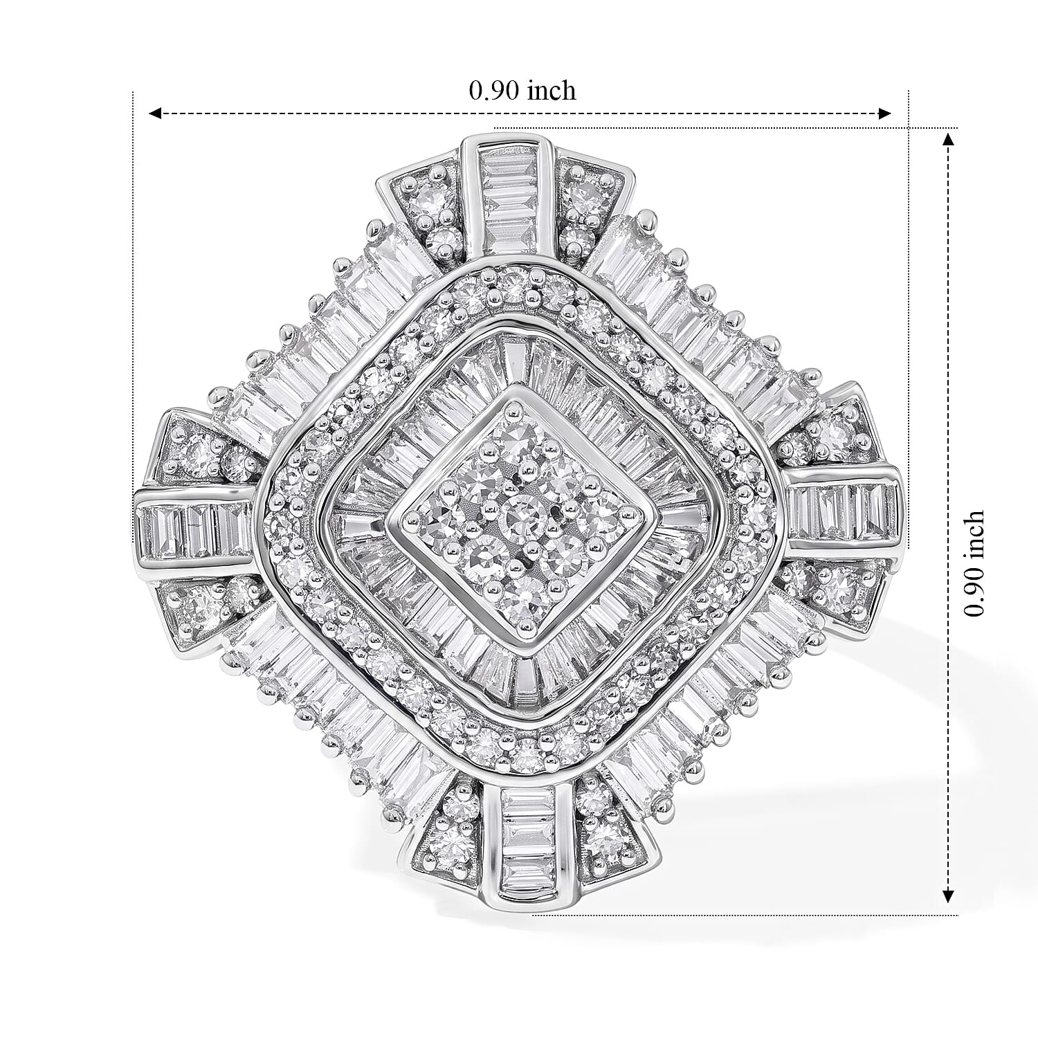 Luxuriant Lab Grown Diamond G-H SI 1.00 ctw Ring in Rhodium Over Sterling Silver (Size 9.0)