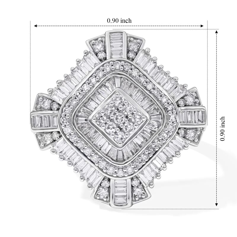 Luxuriant Lab Grown Diamond G-H SI 1.00 ctw Ring in Rhodium Over Sterling Silver (Size 9.0)