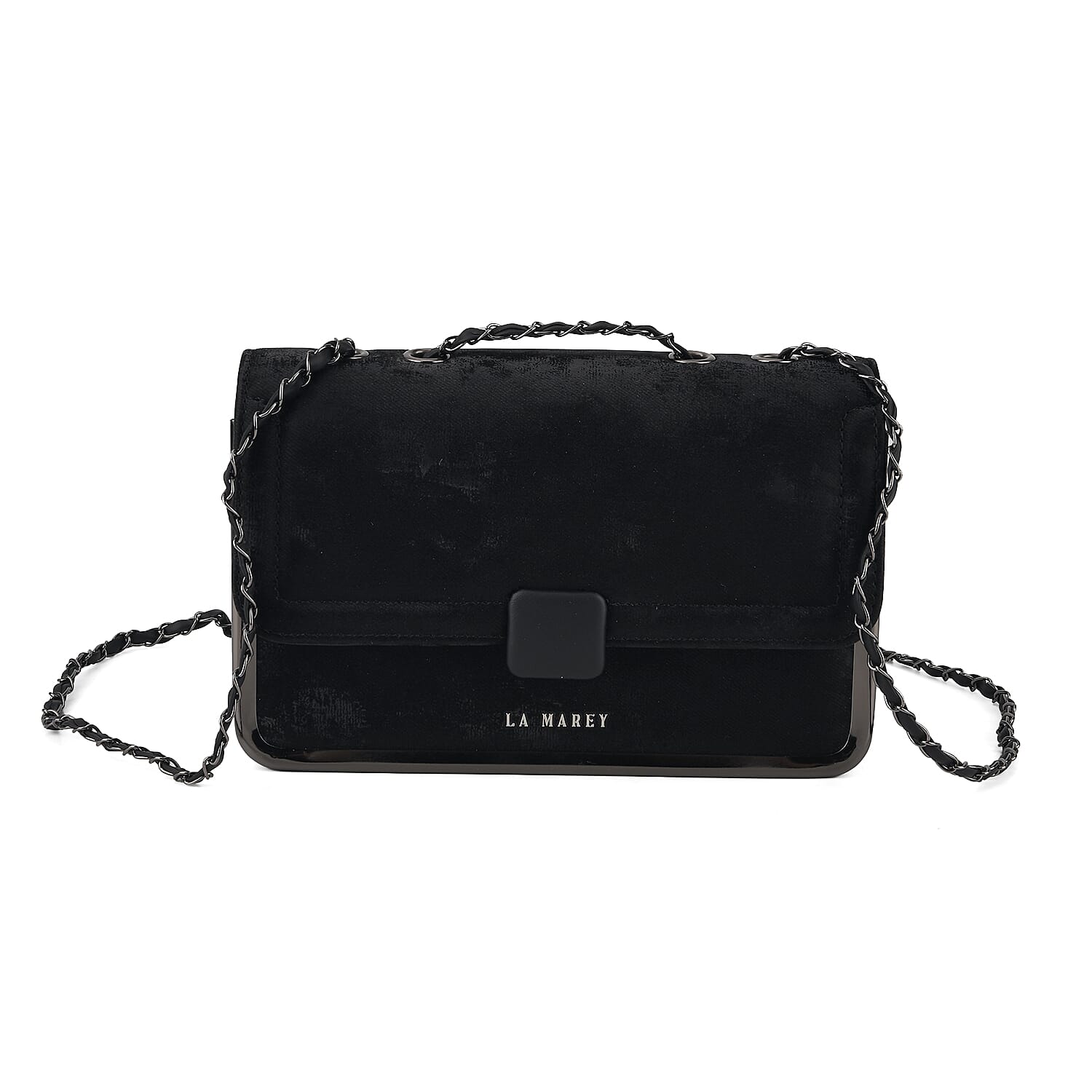 La Marey Black Faux Leather Wallet with Strap