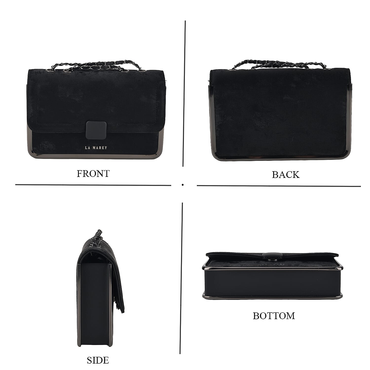 La Marey Black Faux Leather Wallet with Strap