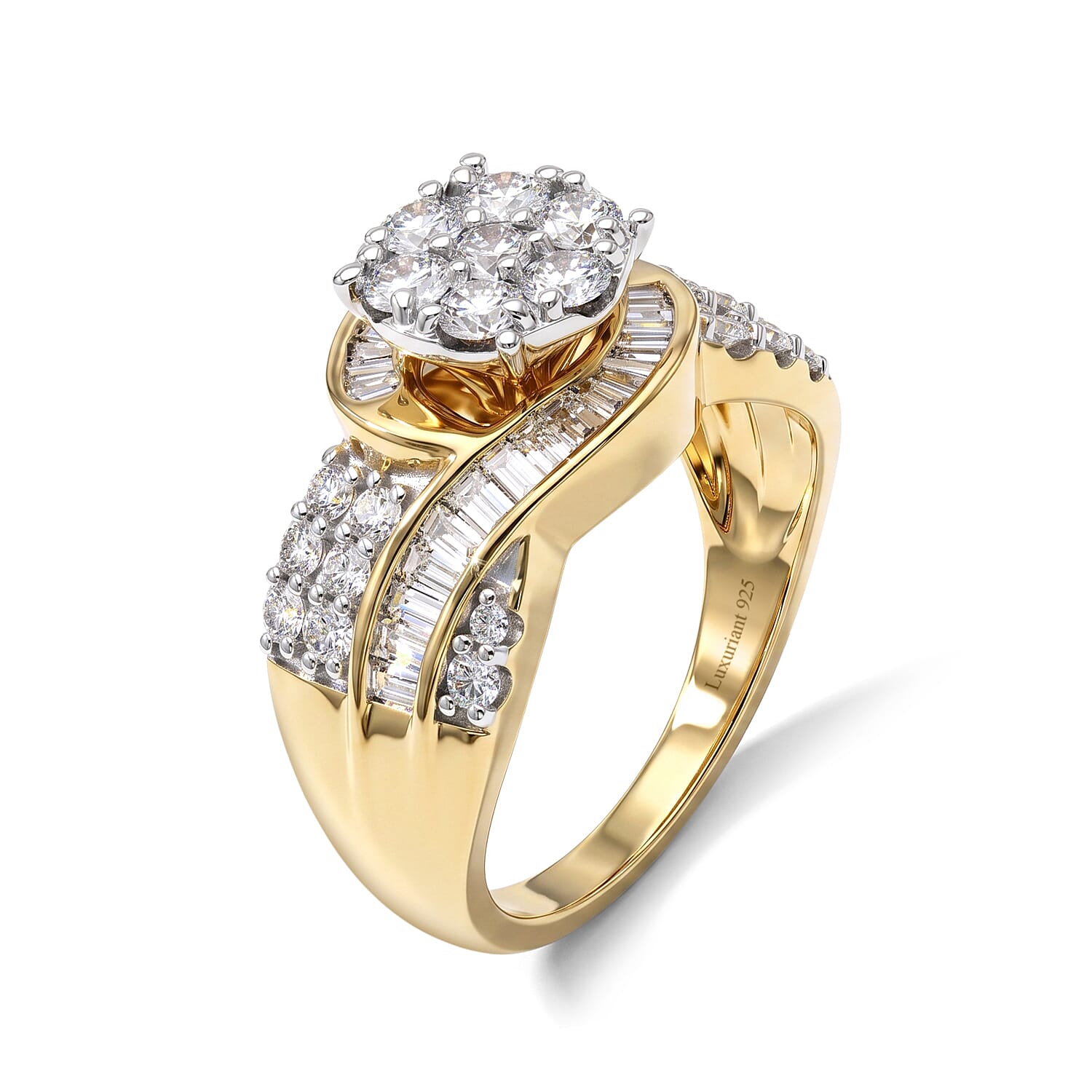 Luxuriant Lab Grown Diamond G-H SI 2.00 ctw Ring in 18K Vermeil Yellow Gold Over Sterling Silver (Size 6.0)